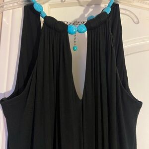 Full length maxi dress with turquoise bead details